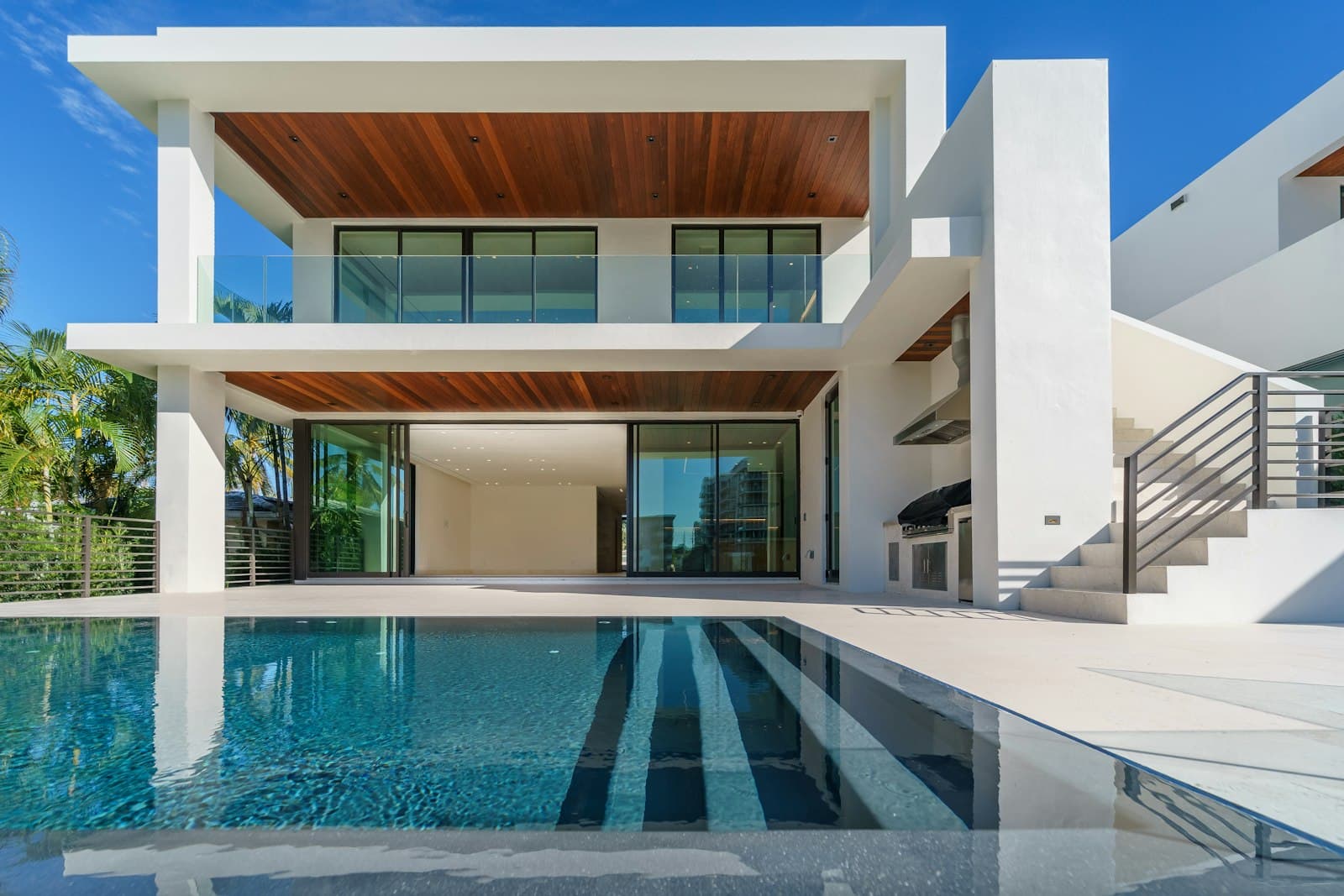 A finished modern villa with a pool